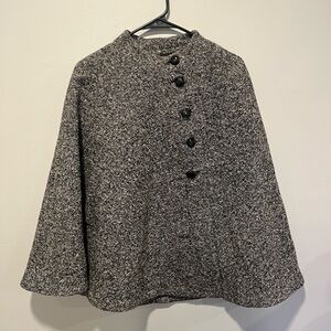 MAC Mackintosh New England Tweed Jacket Size L Black White Button Front